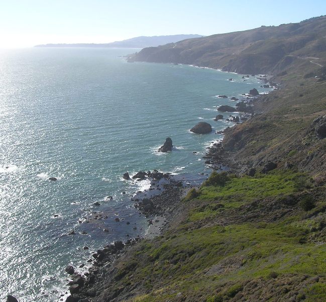 Ocean view with steep slopes