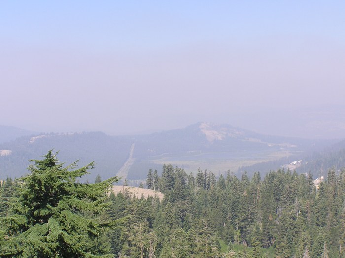 Smoky view of wilderness from up high