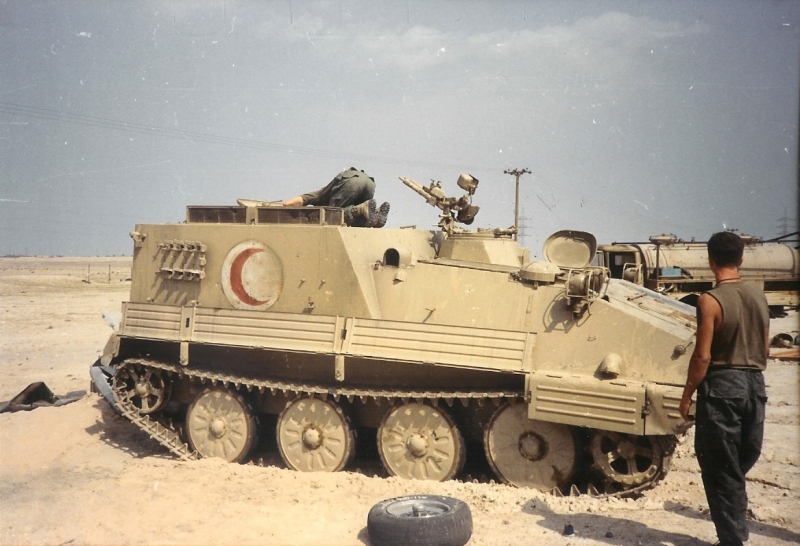 Side view of armored medical vehicle