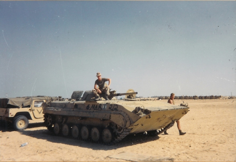 Iraqi BMP with our unit name spray painted on it