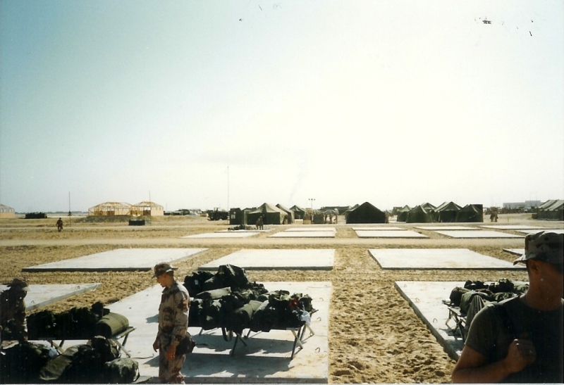 Lots of concrete slabs for squad-sized tents