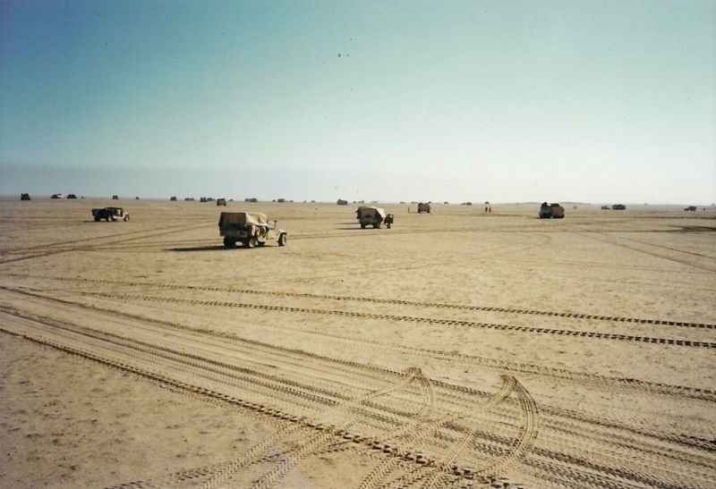 Humvees in the desert