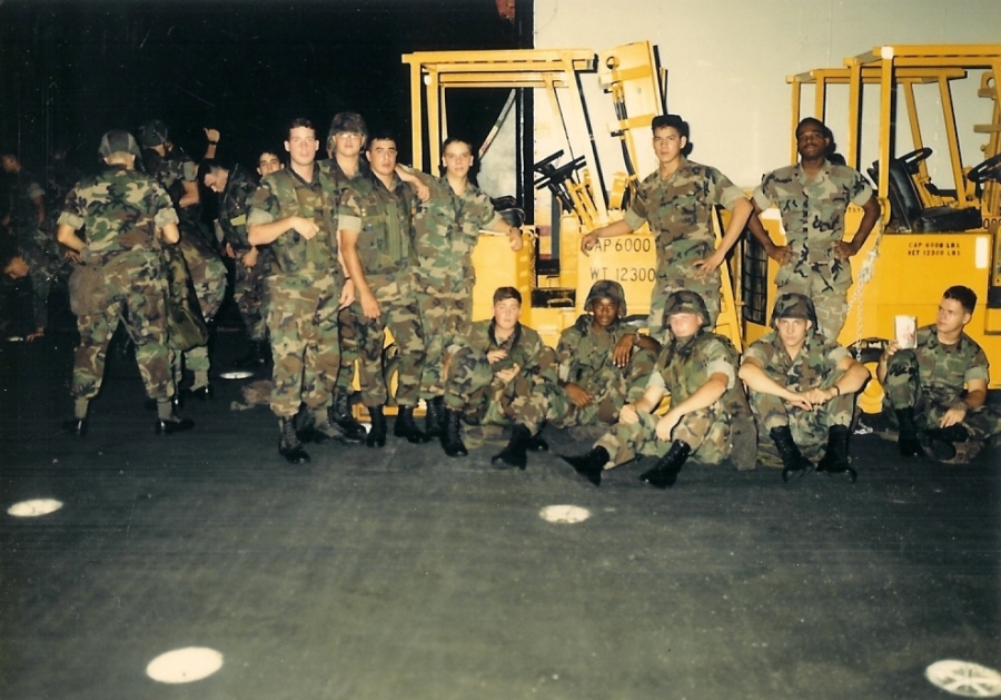 Lots of Marines in the hangar bay