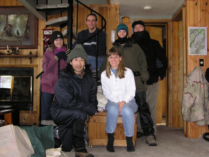 Group photo in cabin