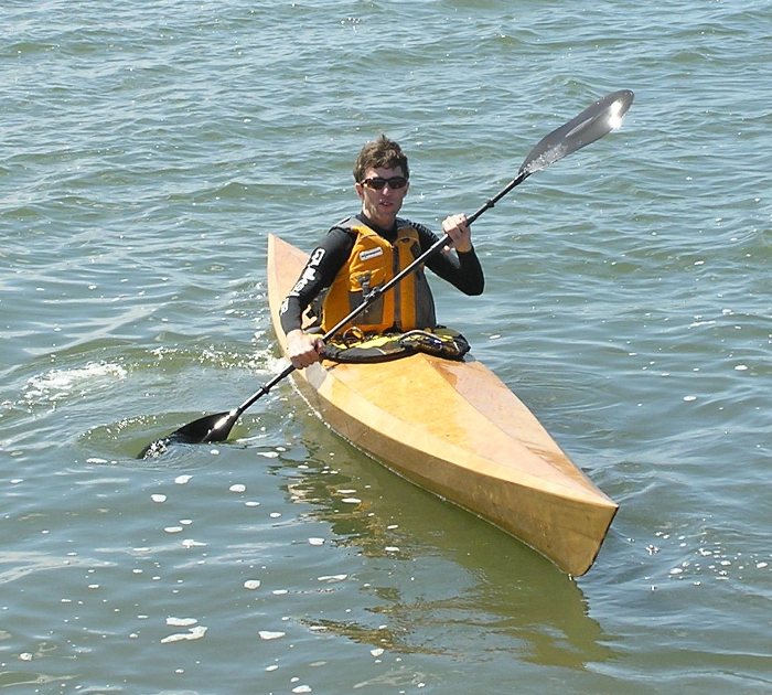 Ken in a kayak he built