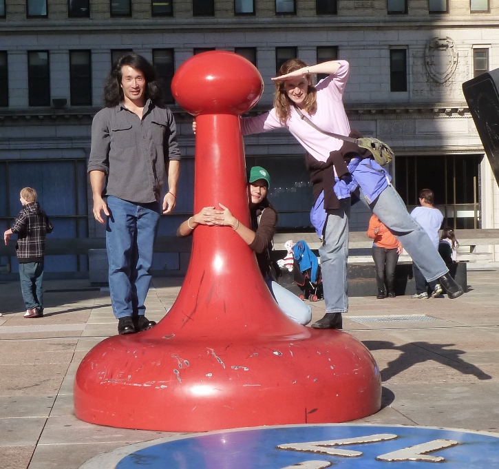 Carmen, Norma, and I in Philadelphia by giant game piece