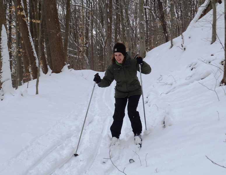 Norma skiing downhill