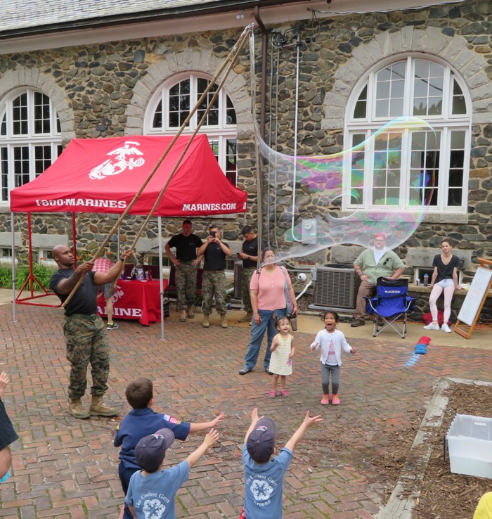 Marines helping make bubbles