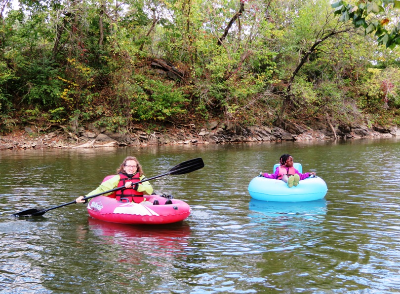 Norma and niece on tubes