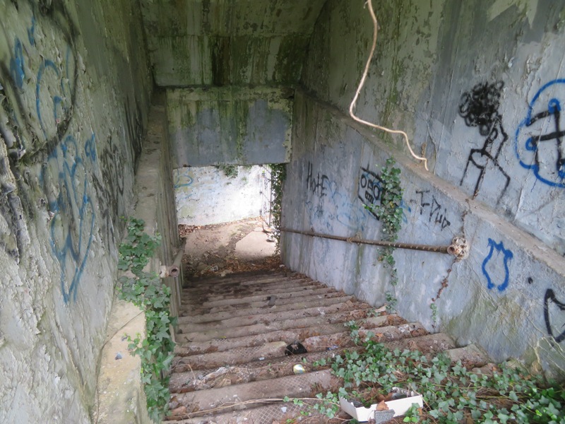 Old staircase that leads below train tracks