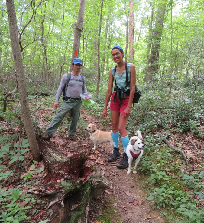 Walking on a side trail with Teresa, Daphne, and Mia