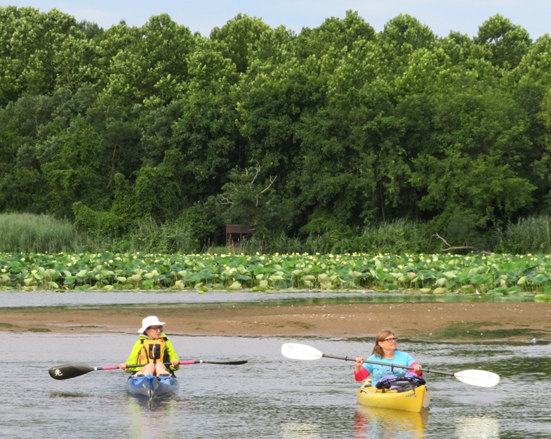 Norma and Stacy kayaking