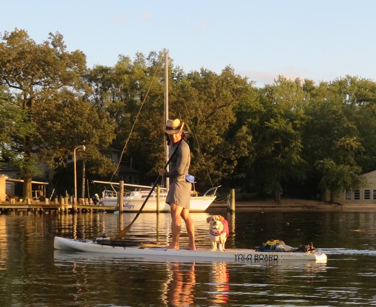 Me on SUP with Daphne looking at Norma, the photographer