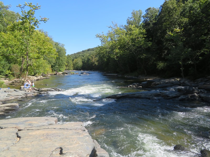 Looking downstream on Big Gunpowder Falls at Pot Rocks