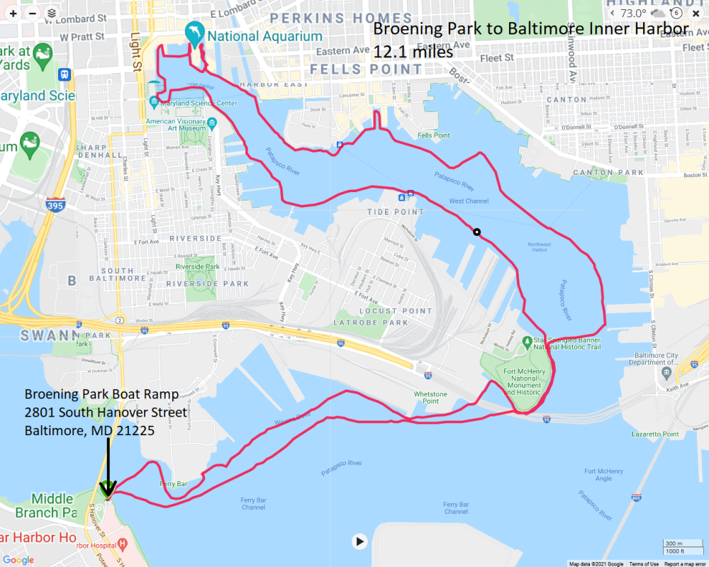 Map of paddling route