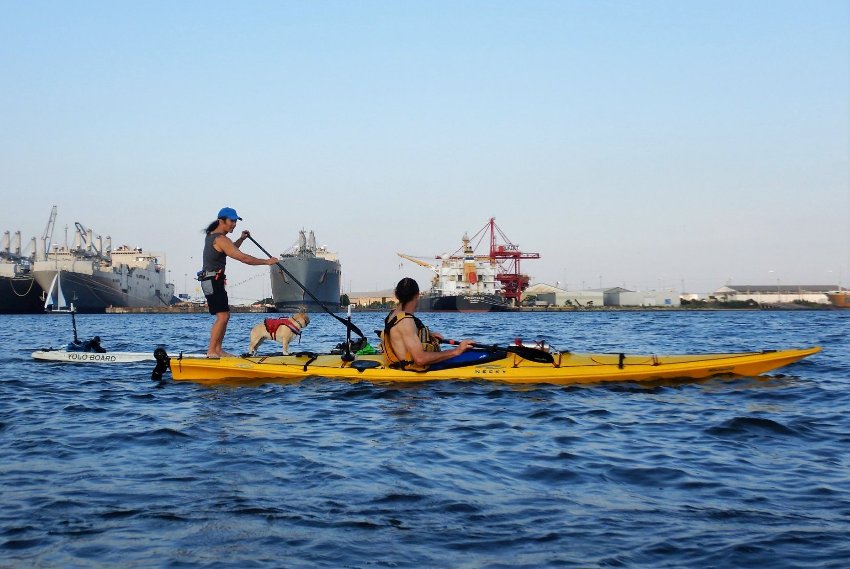 Daphne and I crossing the Northwest Harbor