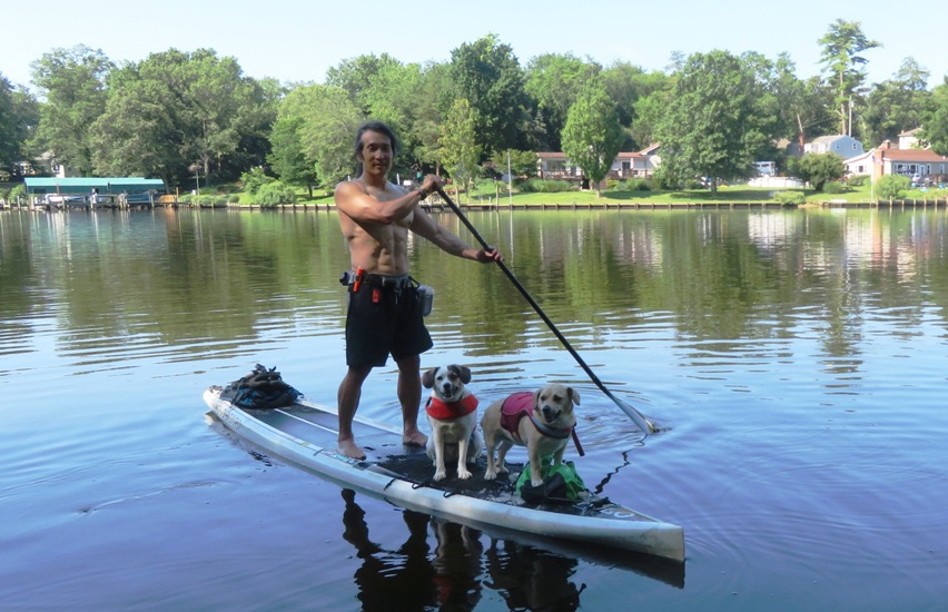 Daphne, Mia, and I on the SUP