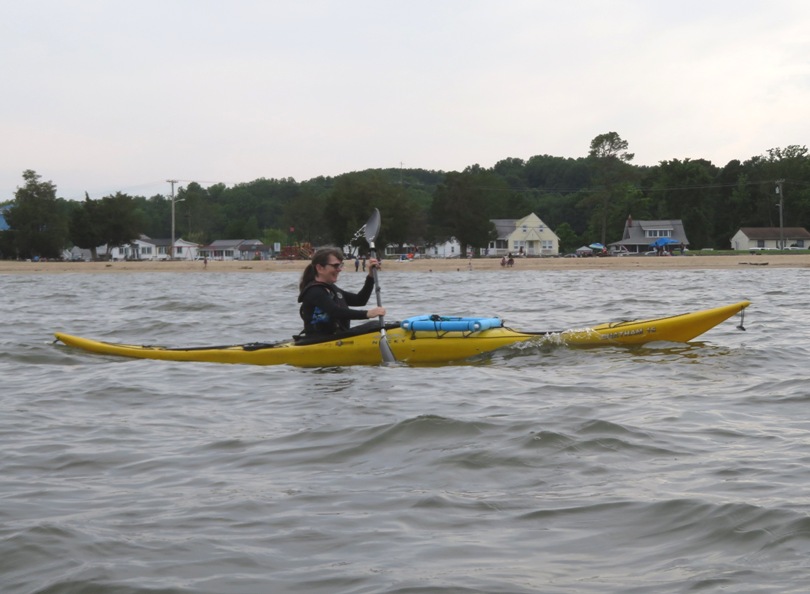 Sara kayaking on her Necky Chatham 16