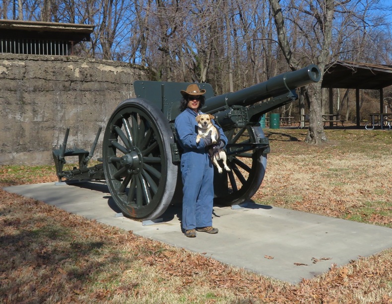 Standing by artillery piece