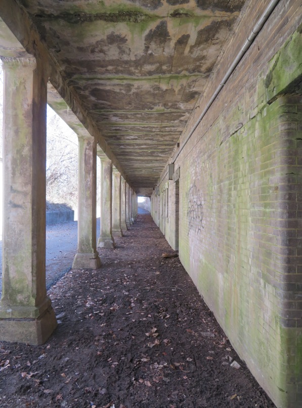 Wall and concrete pillars