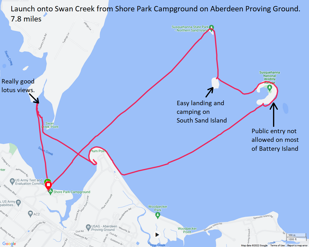 Our paddling route