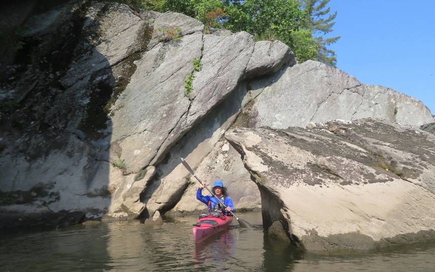 Turning left around a boulder