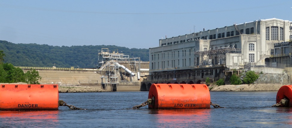 Orange barrels downstream of Holtwood Dam