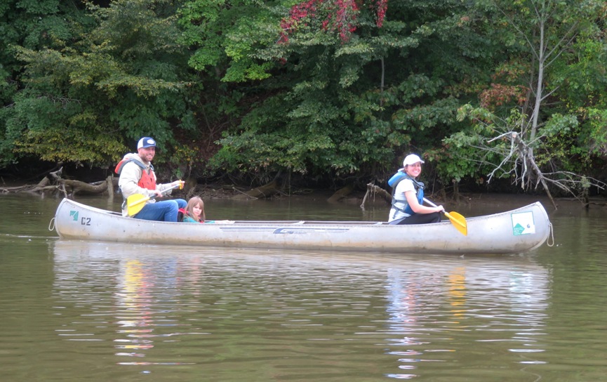 Family in canoe