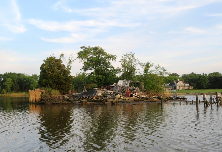 Demolished house on island