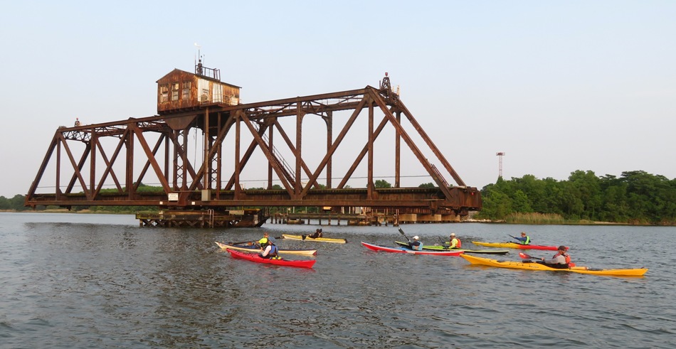 Kayakers at Bear Creek Train Bridge