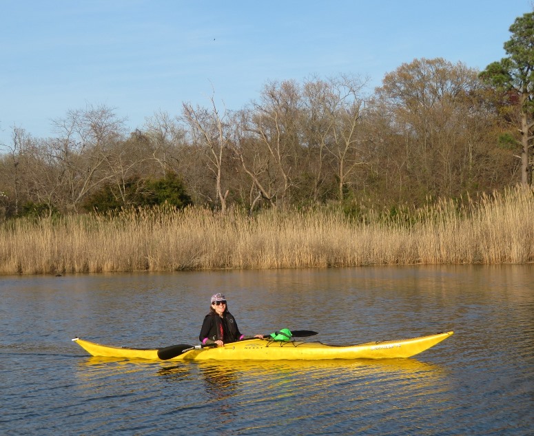 Sara kayaking on Winchester Creek