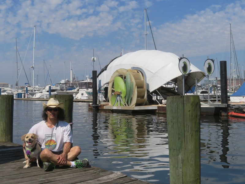 Daphne and I with Professor Trash Wheel behind