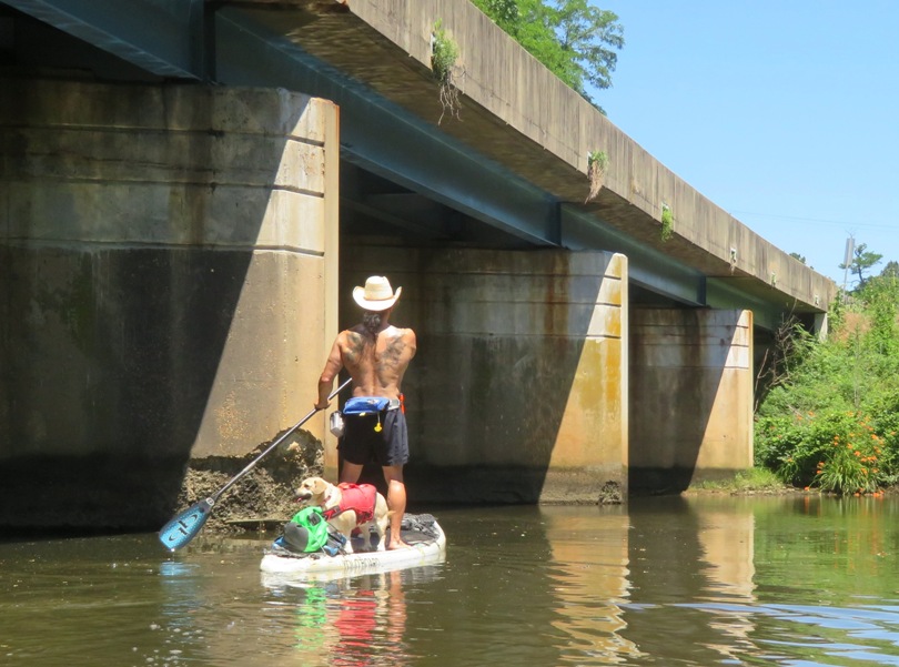 Back of me on SUP with Daphne at bridge