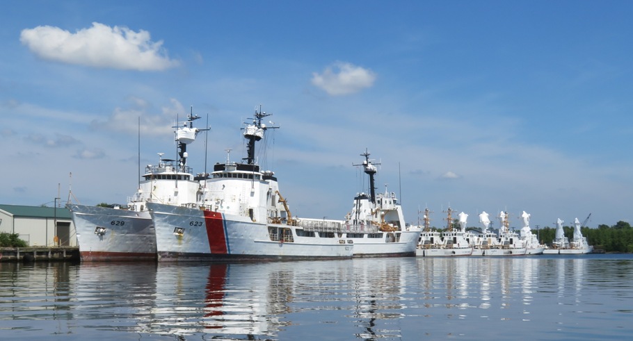 Coast Guard ships docked