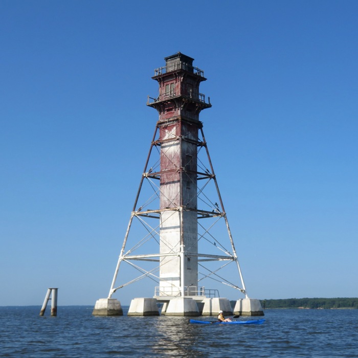 Norma in front of Craighill Channel Lower Range Light Rear