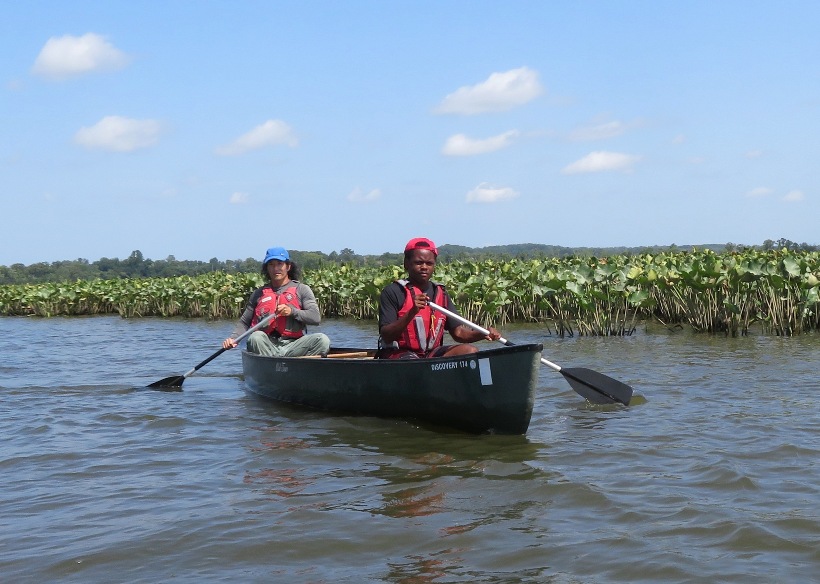 Norma's nephew and I in the canoe