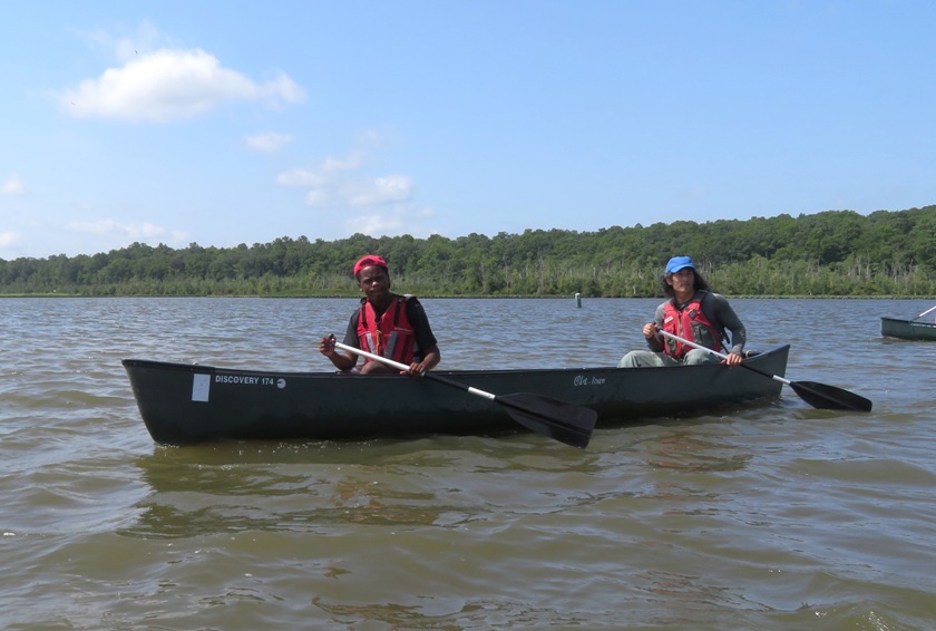 Norma's nephew and I in a canoe