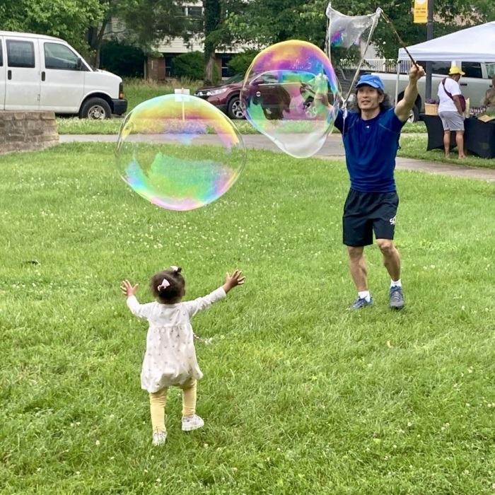 Me making a bubbles for a toddler