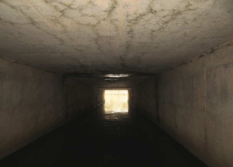 Inside the culvert