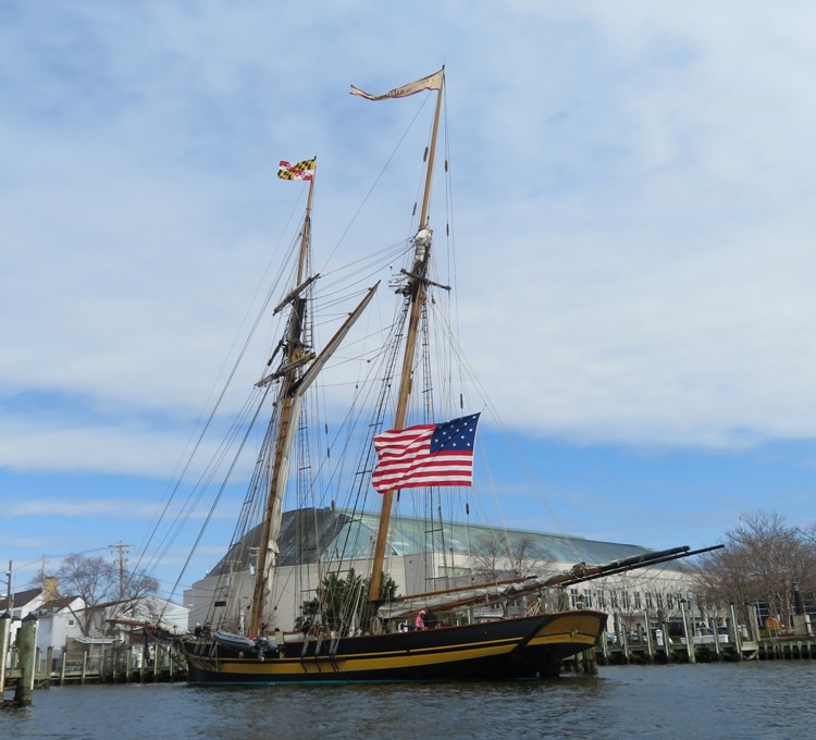 Pride II with large American flag flying