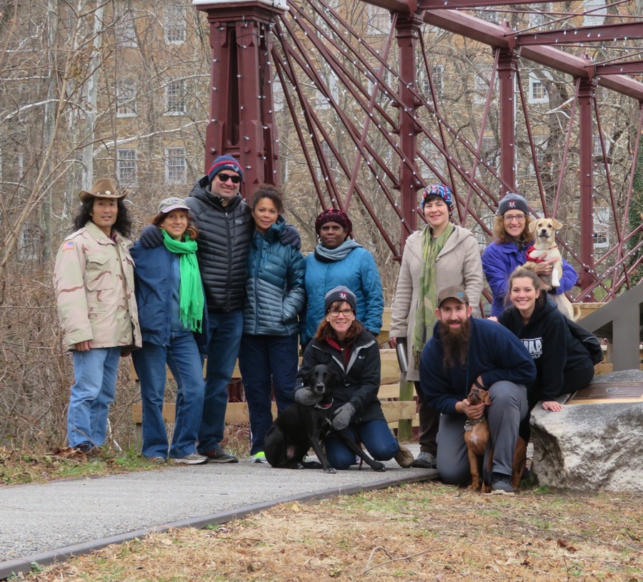 Walkers at the Bollman Truss bridge, December 1, 2018