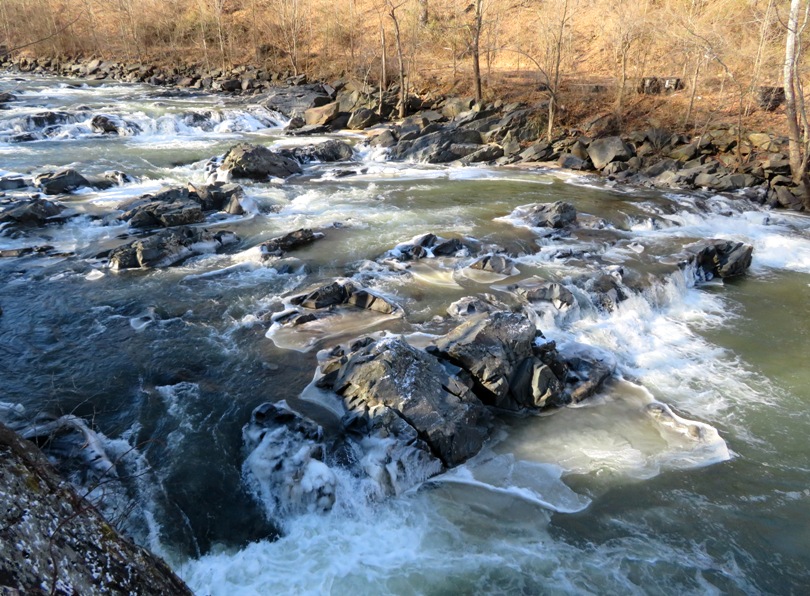 Whitewater view of the Little Patuxent River from the Savage Mill Trail, January 31, 2019