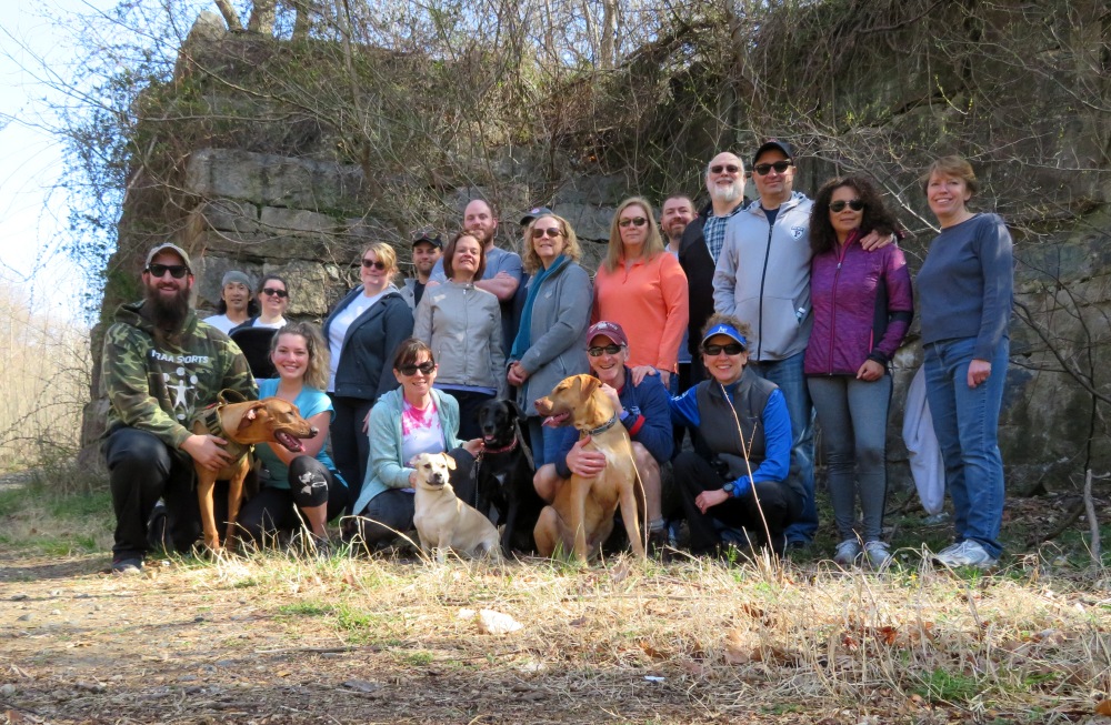 Folks in Savage near the ruins of the old dam, April 6, 2019