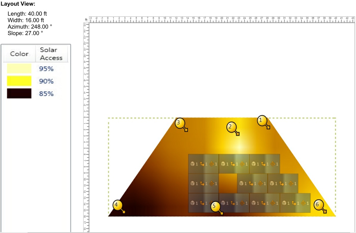 Layout of panels showing how much sunlight they would collect