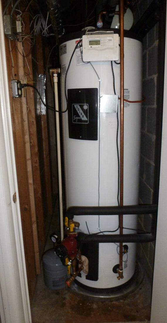 White water heater in cramped space